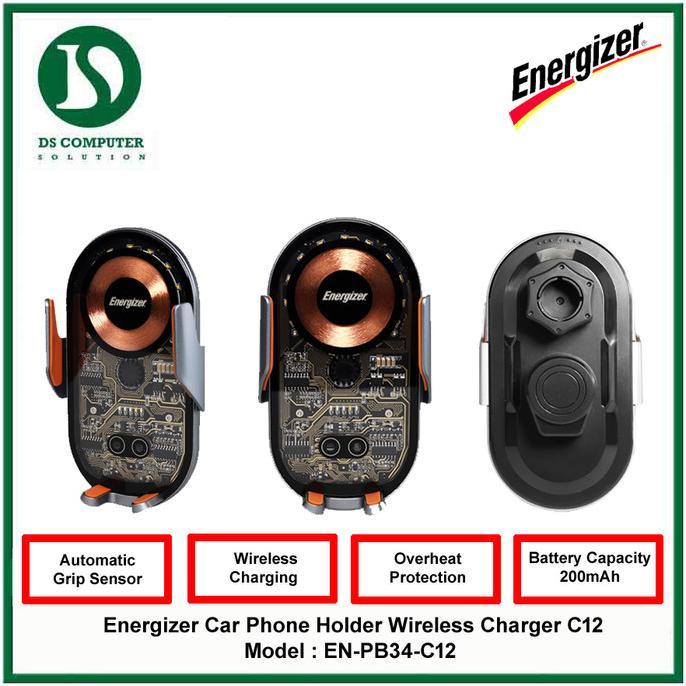 Jual Energizer Car Phone Holder Wireless Charger C12 for Iphone