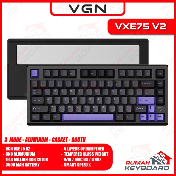 Gambar VGN VXE 75 V2 - 75% - 3 Mode - RGB - Gasket - South Facing - Mechanical Keyboard - MISTY PURPLE dari Rumah-Keyboard undefined Tokopedia