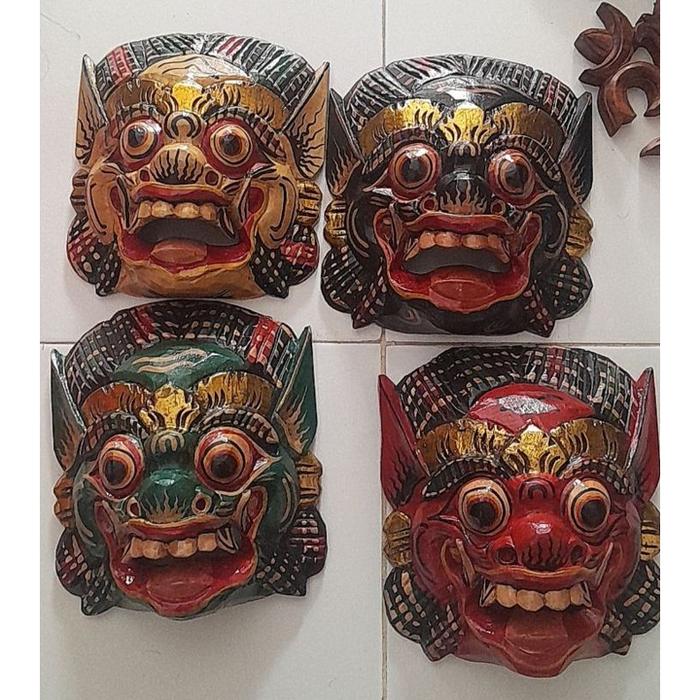 Gambar Hiasan dinding Topeng Barong Bomo Bali 20cm kerajinan ukiran kayu handmade - Sesuai Stok dari MadeSukawati undefined Tokopedia