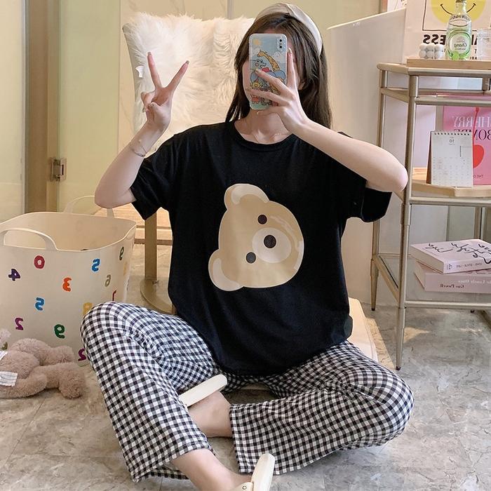 Gambar Setelan Baju Tidur Import Wanita Free Size Fit XXL | Piyama Wanita CP - BEAR BLACK dari Baaju ID undefined Tokopedia