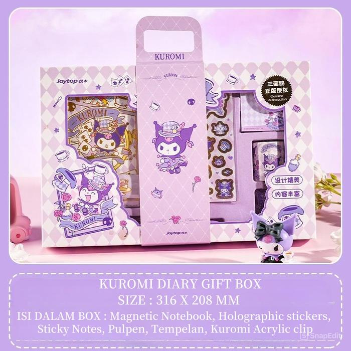 Gambar SANRIO KUROMI NOTEBOOK FULLSET 6 IN 1 GIFT BOX / DIARY GIFT BOX KUROMI & MELODY / SANRIO DIARY SET - KUROMI(6IN1) dari Willbebetter23 undefined Tokopedia