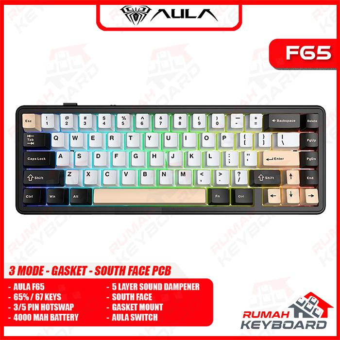 Gambar Aula F65 - 65% Compact - 3 Mode - Gaske Mount - RGB - PBT Keycap - South Face - Mechanical Keyboard - BLACK PINK dari Rumah-Keyboard undefined Tokopedia