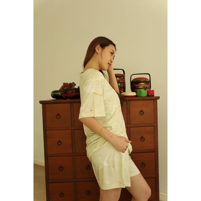 Gambar Goodnitegwen  - HELGA Tencel Micromodal hijau muda piyama perempuan wanita pria dewasa - SHORTP S-M dari Good Nite Gwen undefined Tokopedia