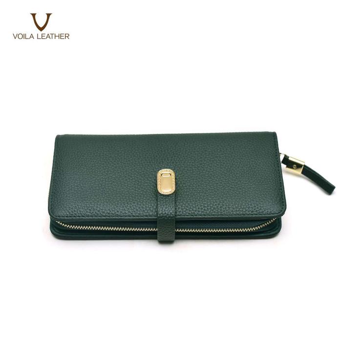 Gambar Dompet Wanita Kulit Asli Voila Carissa Long - Green dari Voila Leather undefined Tokopedia