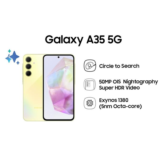 Gambar Samsung Galaxy A35 5G 8/256GB 6.6 Inch Garansi Resmi - Lemon, 8/256GB dari Andalas Cellular_NEW undefined Tokopedia