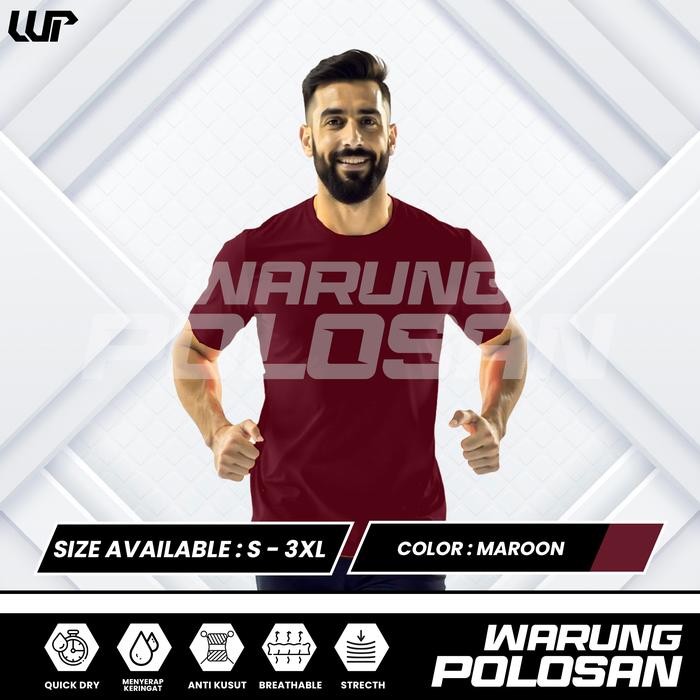 Gambar WP - Kaos Olahraga Dryfit Sport Baju Running Jogging Gym Yoga Senam Lengan Pendek Pria Premium - Maroon, S dari Warung Polosan IDN undefined Tokopedia