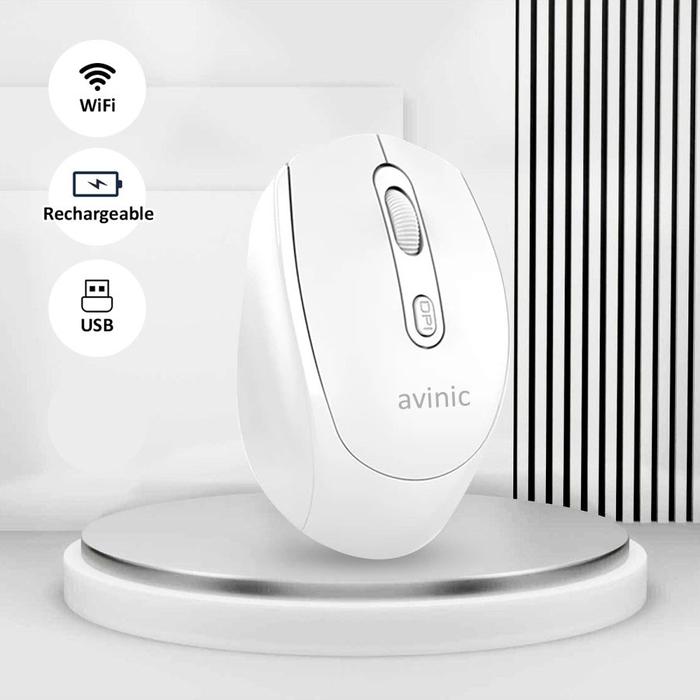 Gambar Mouse AVINIC Wireless / RF 2.4GHz + Bluetooth - White, RF+Bluetooth dari SOFTCOM Official Store undefined Tokopedia
