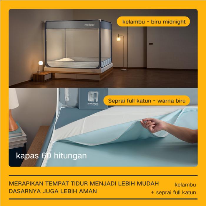 Gambar Medoga Kelambu Anti Jatuh Anti Nyamuk Tenda Bayi & Dewasa Jumbo Kotak 160x200 180x200 200x200 - +Sprei 180 Biru dari kelambu medoga undefined Tokopedia