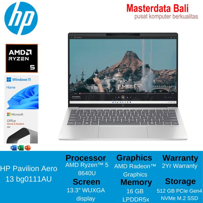 Laptop Hp Pavilion Aero 13-bg0111au Amd Ryzen 5-8640u 16gb 512gb Ssd 133  Wuxga Ipsv