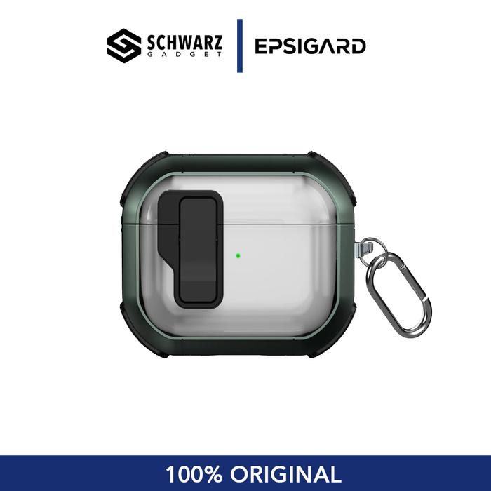 Gambar Case Airpods 4 / 4 ANC Epsigard LockFit Clear Shockproof Casing - Clear/DarkGreen dari schwarz gadget surabaya undefined Tokopedia