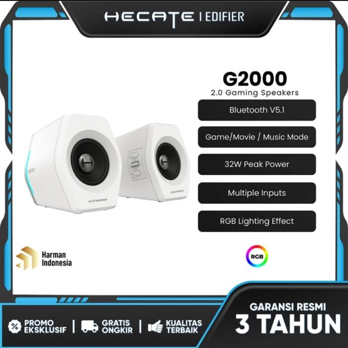 Gambar Edifier Hecate G2000 Wireless Bluetooth Gaming Speaker 2.0 with 12 RGB Lighting Effect, Multiple Sound Mode Bass - Putih dari Click & Go Tokopedia undefined Tokopedia