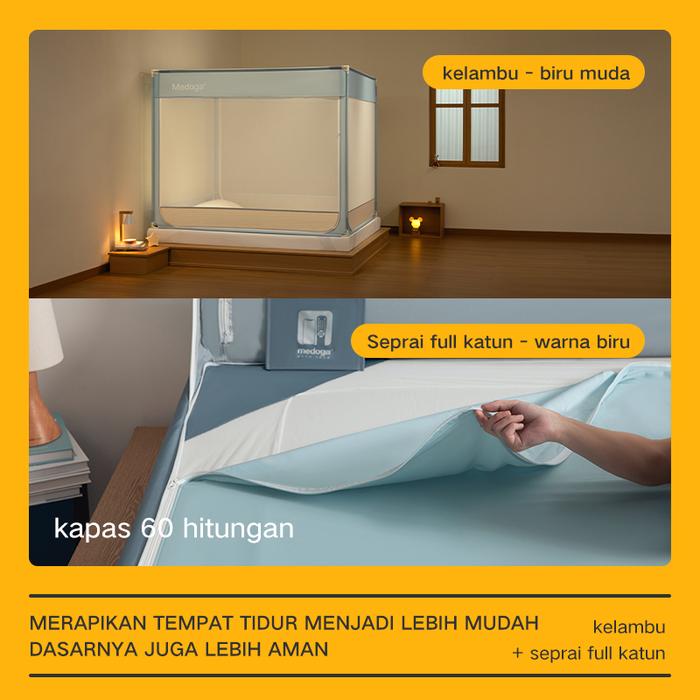 Gambar Medoga Kelambu Anti Jatuh Anti Nyamuk Tenda Bayi & Dewasa Jumbo Kotak 160x200 180x200 200x200 - +Sprei 180 Muda dari kelambu medoga undefined Tokopedia