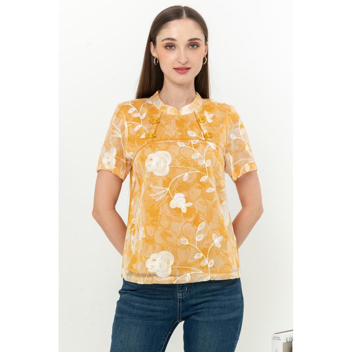 Gambar *Ready Stok* SISTER'S - Cheongsam Sifon Kombi Kaos C1501 (CAP) - Kuning, M dari Sisters Fashion Group undefined Tokopedia