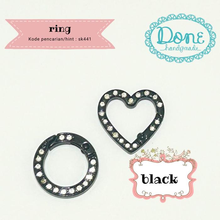 Gambar Done handymade metal rakit clasp kokot udang enamel rhinestone gantungan kunci bag charm strap phone sk441 - 1bh black, Love dari Done Handymade undefined Tokopedia