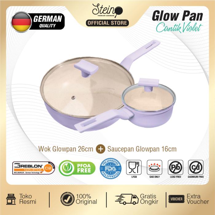 Gambar STEIN Paket Cantik Glowpan Panci German Quality Anti Lengket | Wok 26c - Violet dari Steincookware Official Store undefined Tokopedia
