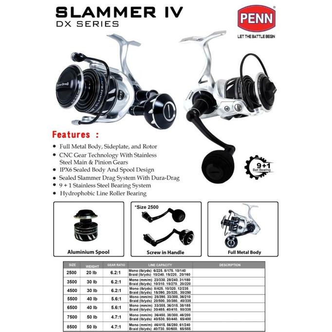 Gambar BEST!!!! Reel Penn Slammer IV DX 2500 3500 4500 5500 6500 7500 8500 Slamer IVDX - 2500 dari VIONS MART undefined Tokopedia