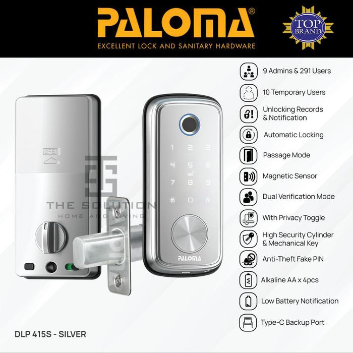 Gambar Smart Door Lock PALOMA DLP 415 Series Kunci Pintu Tambahan Digital Smart Home Wifi Deadbolt - Silver Pearl dari The Solution Kenari Mas undefined Tokopedia