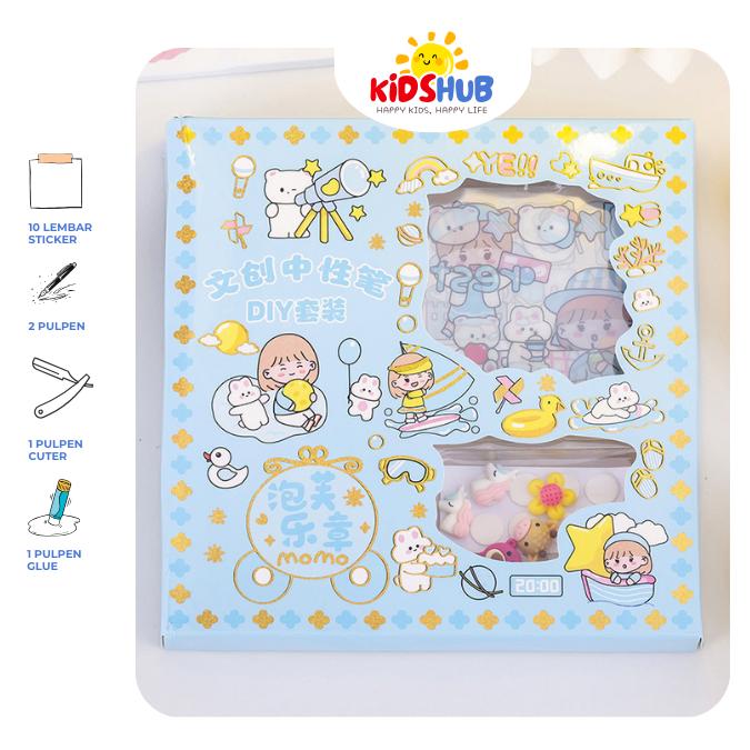 Gambar Pulpen Bolpoin Stiker Scrapbook Pena Momo DIY Korea Set Alat tulis Sek - Biru dari kidshub.id undefined Tokopedia