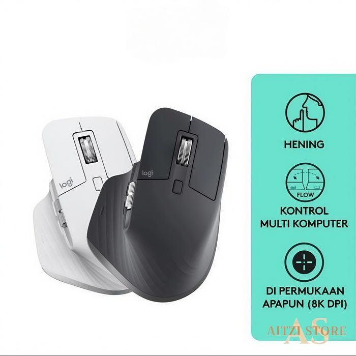 Gambar PTR Mouse Logitech MX Master 3S Bluetooth Wireless Silent Click Mouse - Pale Grey dari AITZI STORE undefined Tokopedia