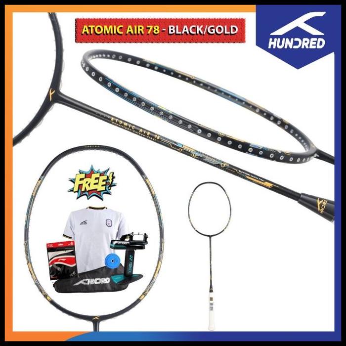 Gambar Hundred Raket Atomic Air 78 Raket Badminton Original Terlaris|Best Seller - PKT AP6, BLACK GOLD dari Aprisaa undefined Tokopedia