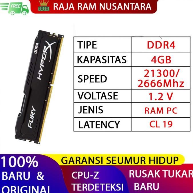 Jual RAM KENGSTON HYPERX FURY DDR4 4GB 2666MHZ 21300 GAMING RAM PC