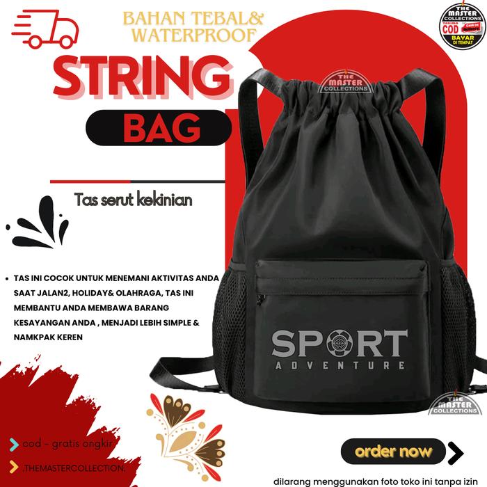 Gambar Tas Ransel Pria Tas Serut Bag Sporty Tas Serut Multifungsi Tali Webing Kuat Tas Ransel Serut Pria Fashion Korea Terlaris KULIAH - SPORTGREY dari The Master Collections undefined Tokopedia