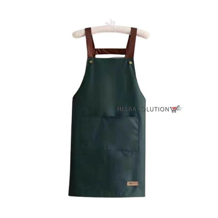 Gambar Apron Dapur Waterproof Celemek Masak Chef Barista 2 Tali Strap Anti Air Korean Style - Green dari Helba Solution undefined Tokopedia