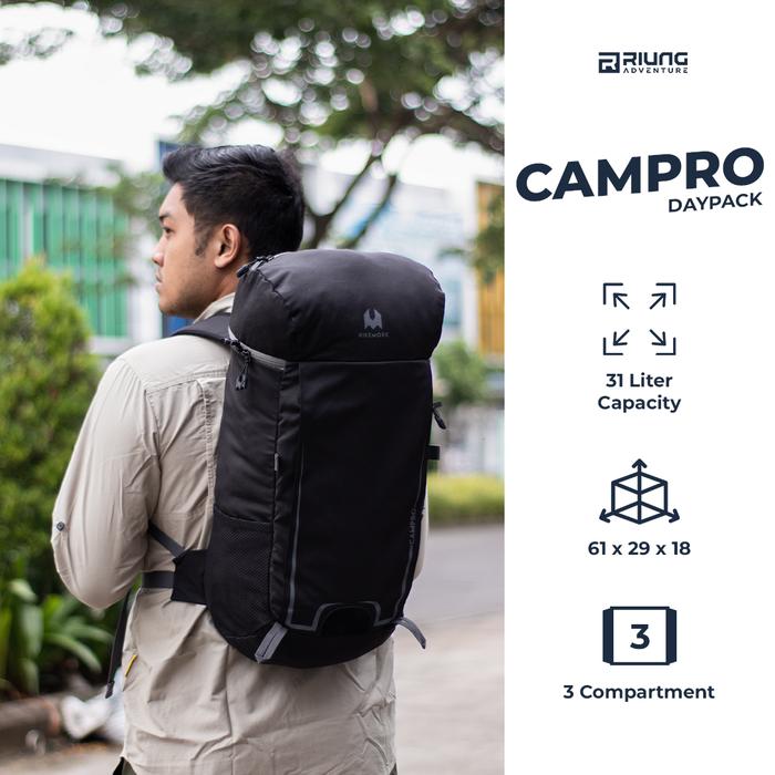 Gambar Tas Daypack Semi Carrier Hikemore Campro Terbaru - BLACK dari Riung Adventure undefined Tokopedia