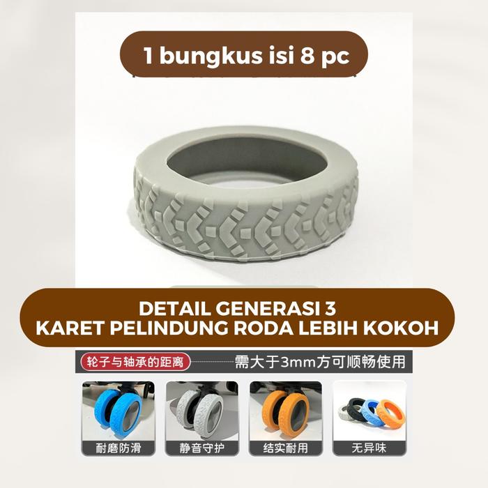 Gambar 8 PC KARET RODA GEN 3 Pelindung Roda Koper ( 1set = 8pc ) Silikon Roda Koper Ring Karet Roda Koper Pelindung Roda Koper Cover Karet Penutup Roda Koper Luggage Trolley Wheel - Abu-abu dari Bagpark Pusat Tas undefined Tokopedia