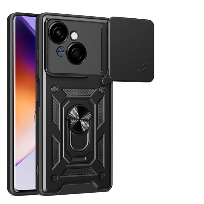 Gambar TECNO Spark Go 1 - SGFlip Army Ring Flip Lens Armor Case Shockproof - Hitam dari Megascarlet undefined Tokopedia