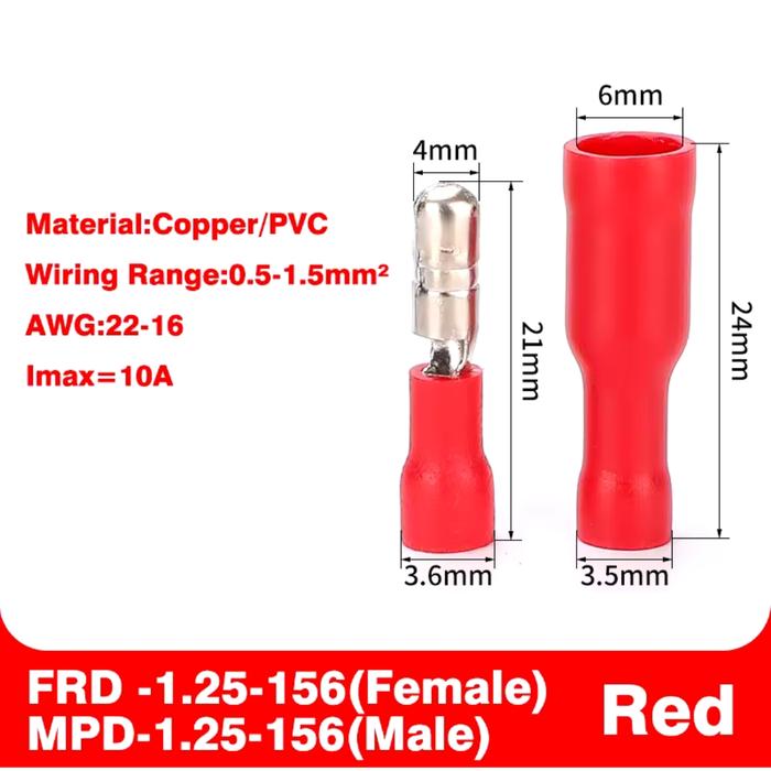 Gambar Konektor Kabel Bulat MPD FRD Sambungan Kabel Insulated Skun Bulat - MERAH dari ALVIN SUPRA97 undefined Tokopedia