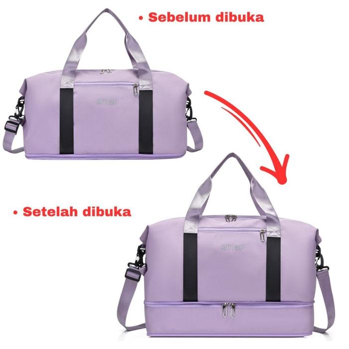 Gambar Tas Travel Lipat Besar 2 Tingkat Foldable 7026 Travel Bag Jinjing Untuk Mudik Waterproof - TIPE A UNGU dari Mynoona Toona undefined Tokopedia