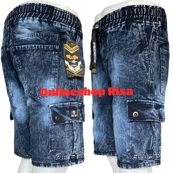 Gambar Celana Pendek Kargo Cargo Jeans Pria Dewasa Cowok Cowo Laki Kantong Samping Pinggang Tali Kolor Warna Snow Bahan Tebal - HTM SNOW P KRT, 28 dari OnlineShop Risa undefined Tokopedia