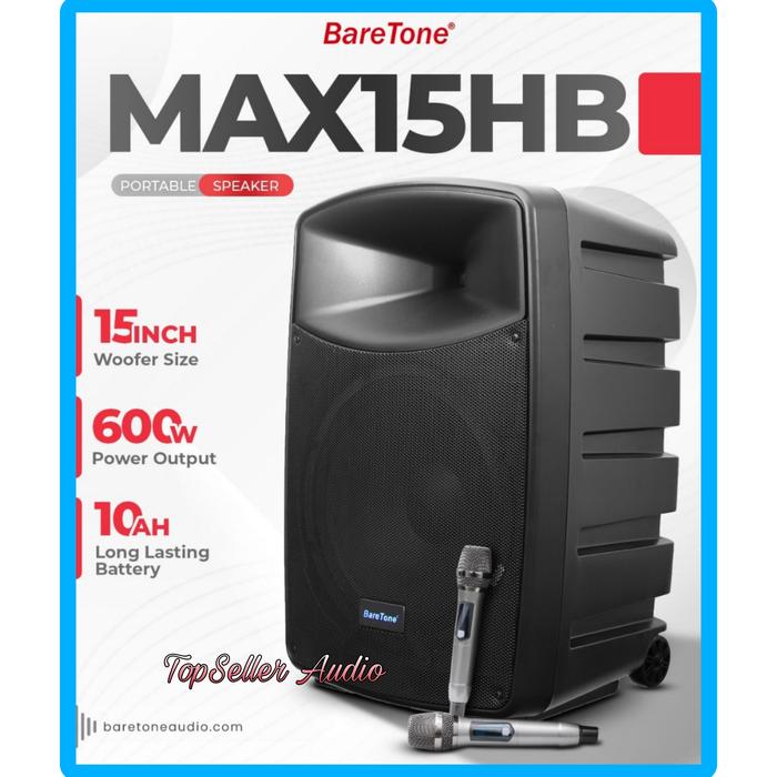 Gambar Paket Speaker Portable BareTone MAX15HB LIVE MUSIK & KARAOKE Original dari TOP SELLER OLINE SHOP undefined Tokopedia