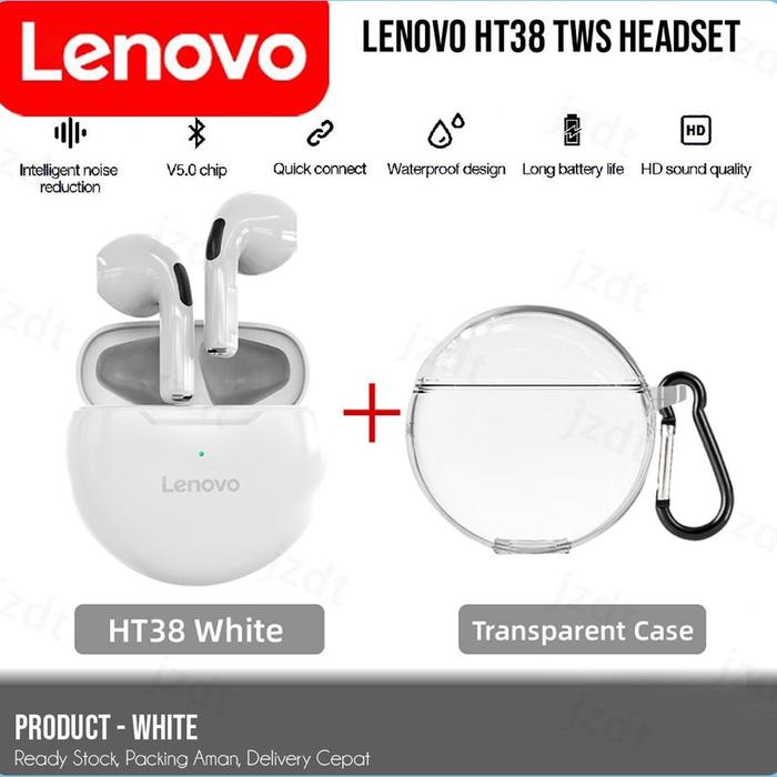 Gambar Earphone Wireless Tws Lenovo Ht38 Bluetooth 5.0 Headset Earbuds Bass With Microphone That Supports Making Phone Calls Terlaris,Termurah,Bergaransi - Ht38-Putih+Case dari AKHTAR CIKARANG GROSIR undefined Tokopedia