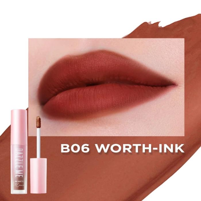 Gambar DAZZLE ME Ink-Matte Lip Cream | Comfy Matte Finish Long Lasting Liptint - B06 Worth-Ink dari HomLife Store undefined Tokopedia
