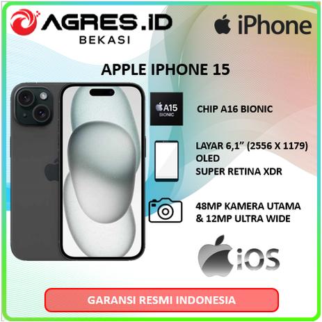 Gambar Apple Iphone 15 Chip A16 Bionic 5C GPU 256Gb 6C CPU Layar 6.1 Oled Retina XDR - Non Bundle, 128Gb / Black dari Agres ID Bekasi undefined Tokopedia