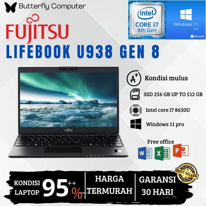 Jual Laptop Fujitsu LIFEBOOK U938 i7 GEN 8 SSD 512GB RAM 12GB