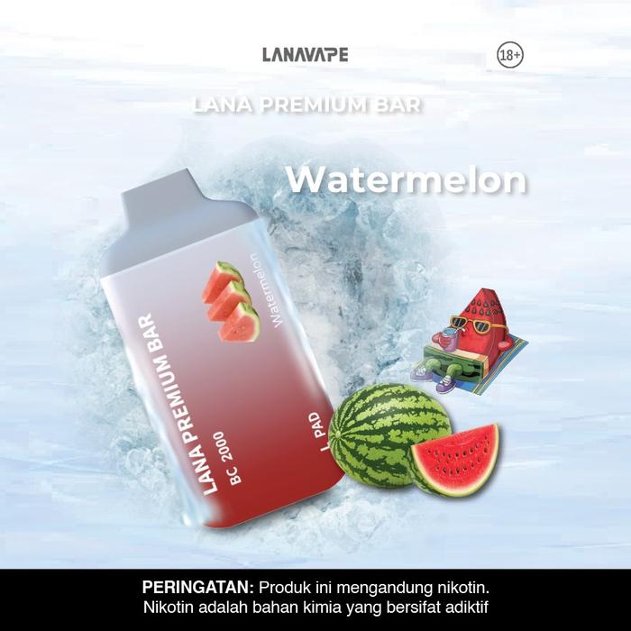 Gambar Lanavape Lana Premium Bar 2000 Puffs Vape Elektrik Disposable - Watermelon dari Lanavape Shop undefined Tokopedia