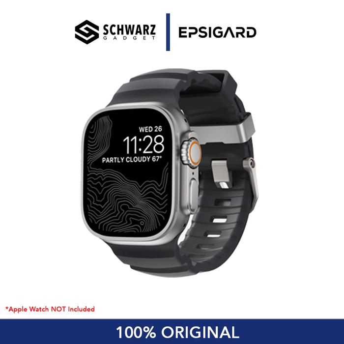 Gambar Strap Apple Watch Ultra (49mm) Series 10 (46mm) 9/8/7 (45mm) EPSIGARD Active Forge Band Waterproof Rubber Stainless - Cyclone Black, Natural dari schwarz gadget surabaya undefined Tokopedia