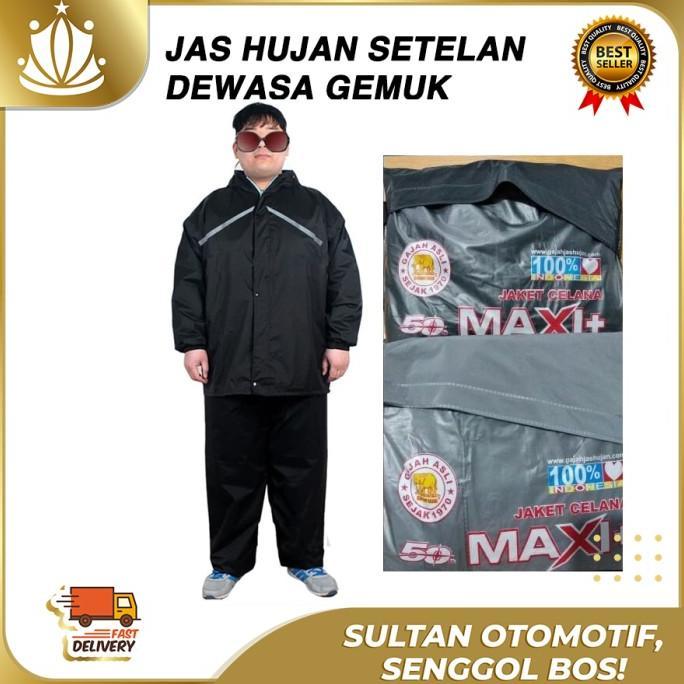 Gambar Jas hujan Setelan Jaket Celana Orang Gemuk Gendut JUMBO uk XXL MAXI+ - Hitam dari Baka Raincoat undefined 4 Tokopedia