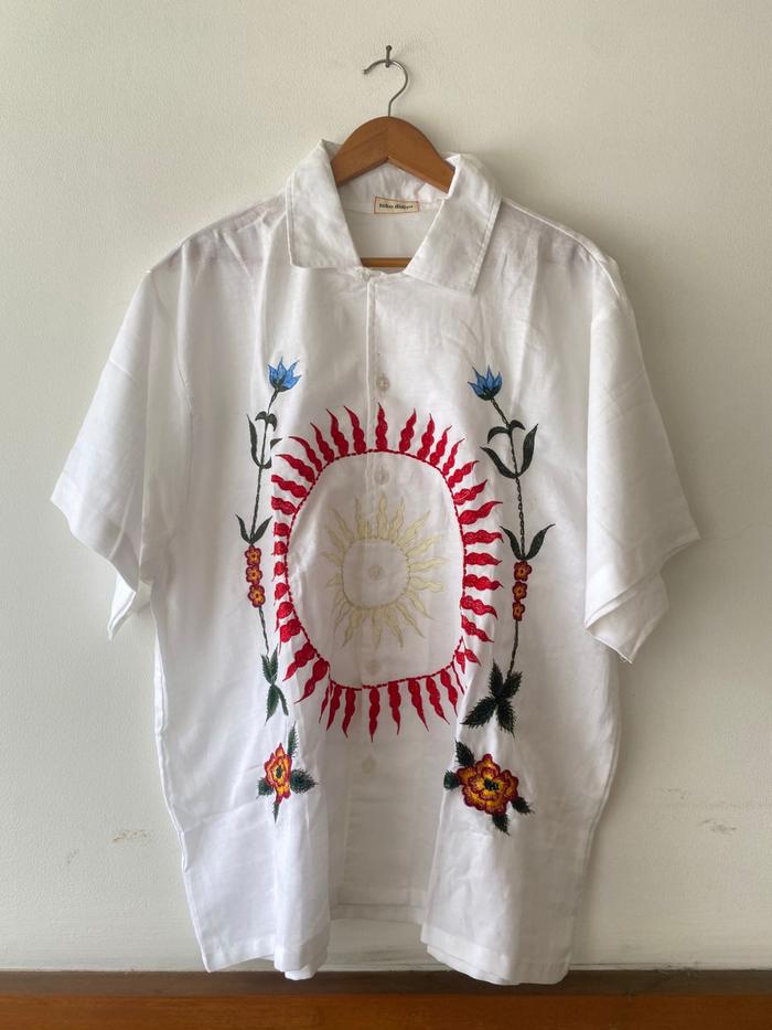 Gambar Sun Embroidery Short Sleeve Shirt - White, Boy Size dari toko didiyo undefined Tokopedia