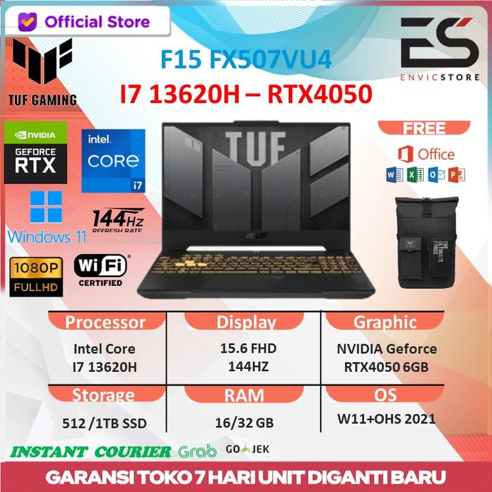 Gambar ASUS TUF F15 FX507VU i7 13620H RTX4050 16GB 512GB W11+OHS 15.6FHD - STANDART, 16GB - 512SSD dari ENVICSTORE undefined Tokopedia
