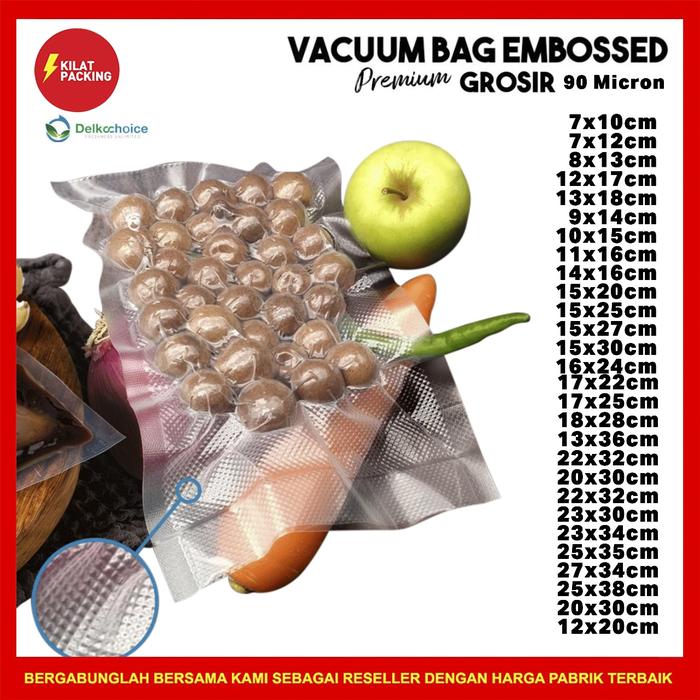 Gambar VACUUM BAG EMBOSSED / PLASTIK VACUUM DELKOCHOICE UKURAN MEDIUM SATUAN - 15CM X 25CM dari kilat packing undefined Tokopedia