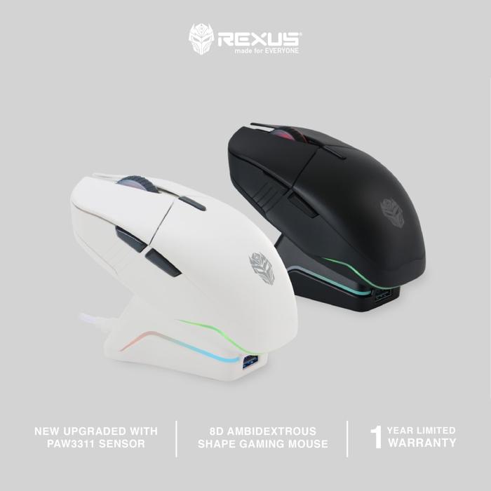 Gambar REXUS SHAGA RX-130 RGB WIRELESS Gaming Mouse - BLACK V2 dari GGSTORESBY undefined Tokopedia