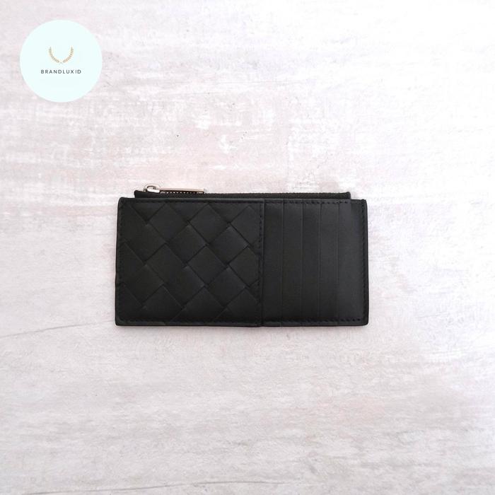 Gambar Bottega Veneta Card Holder Zipper in Black & Dark Green Color - Black dari Brandluxid undefined Tokopedia