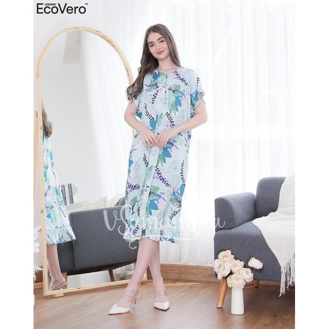 Gambar vSamantha - Daster / Dress Premium Ecovero Motif Rose - Greentea dari Dua Putri Collection 1 undefined Tokopedia