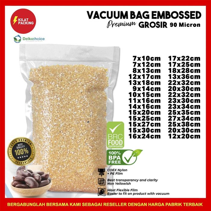 Gambar PLASTIK VACUUM EMBOS EMBOSS EMBOSSED VACUM BAG SEALER MAKANAN SATUAN - 12CM X 20CM dari kilat packing undefined Tokopedia