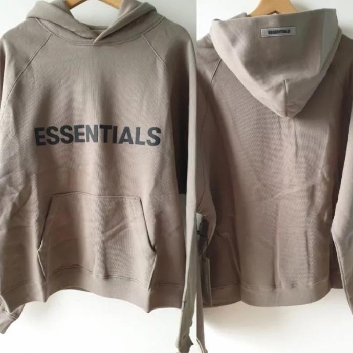 Gambar FOG ESSENTIALS FRONT RUBBER LOGO HOODIE SWEATER UNISEX FEAR OF GOD* - Cement, S dari Toko Bahagia 17 undefined Tokopedia