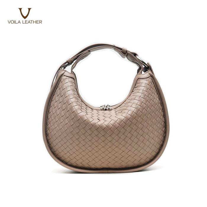 Gambar Tas Selempang Tas Pundak Anyaman Kulit Asli Voila Anette - Nude dari Voila Leather undefined Tokopedia